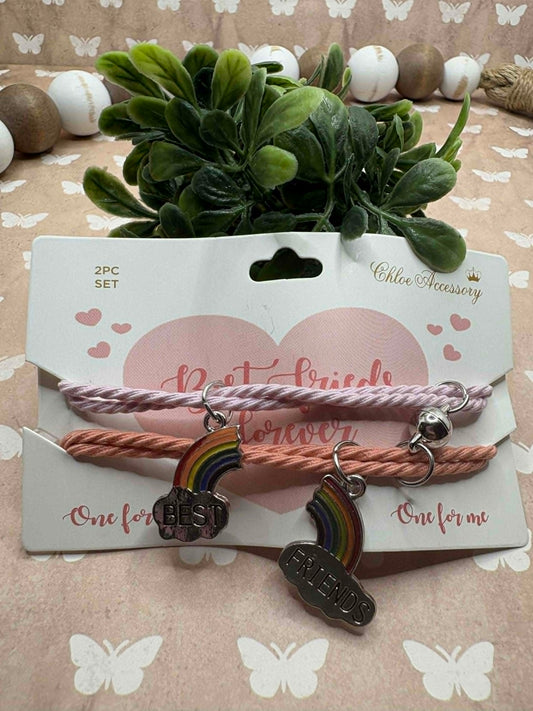 BEST FRIEND Bracelet Set - Pink & Coral