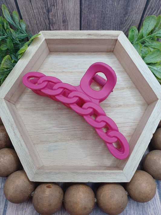 Hot Pink Chain Style Jaw Clip