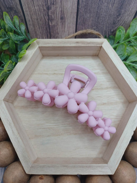 Pink Flower Jaw Clip