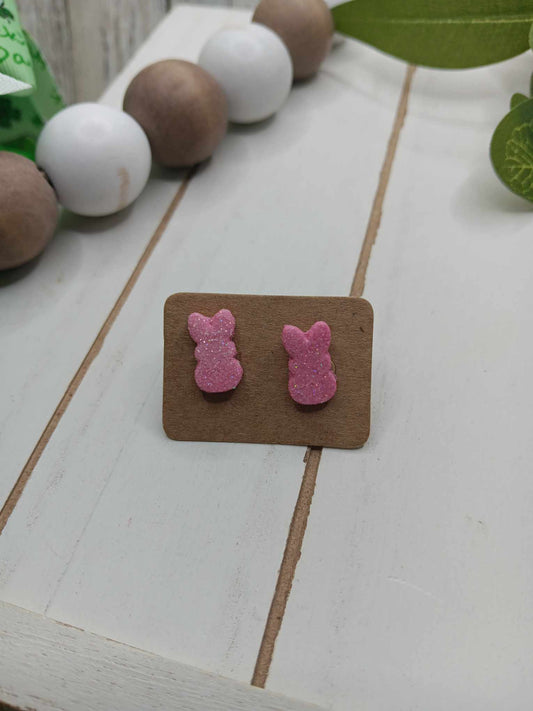 Pink Glitter Peep Earrings
