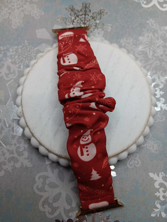 Red Snowman Scrunch Watch Band - 42/44/45/49