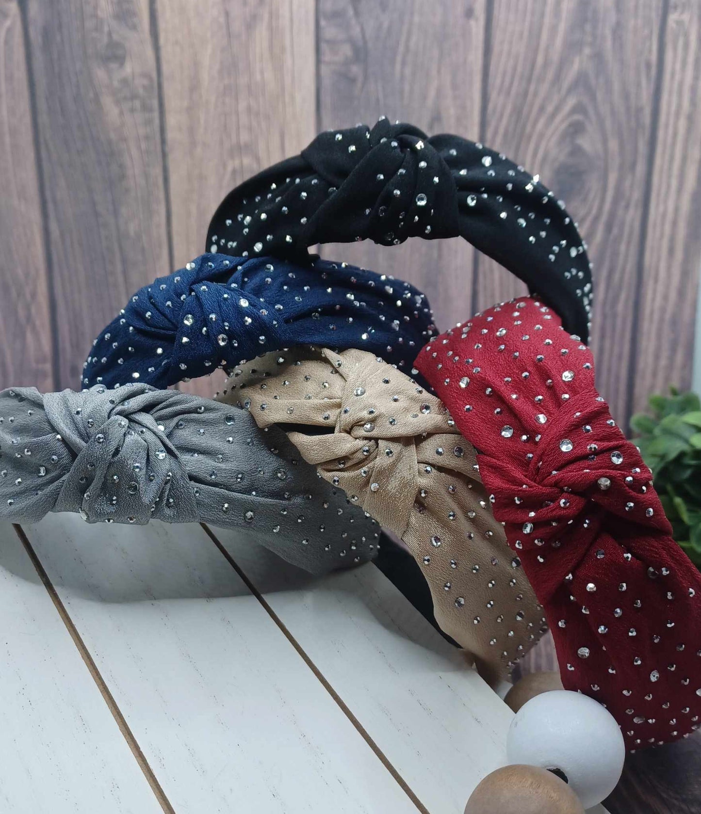 Black Rhinestone Top Knot Headband