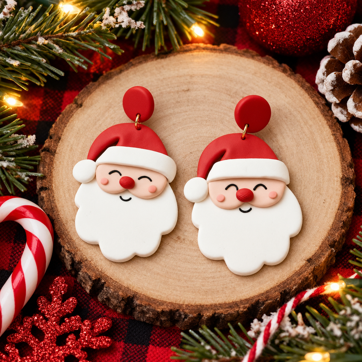 Clay Style Santa Clause Earrings