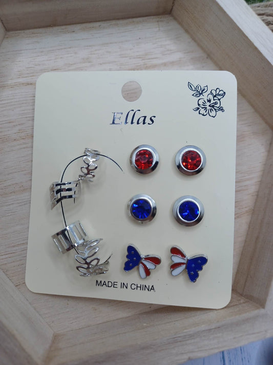 Patriotic Earring Set - Silver