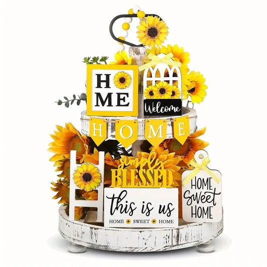 Sunflower Tiered Tray Set - Does NOT come with stand