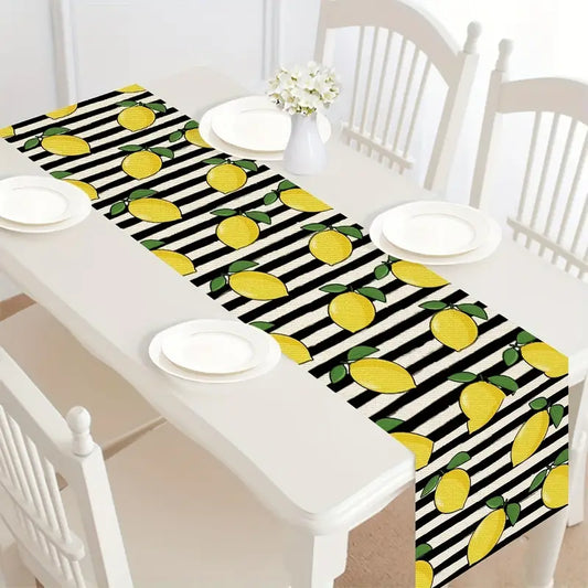 Black & White w/ Lemons Table Runner