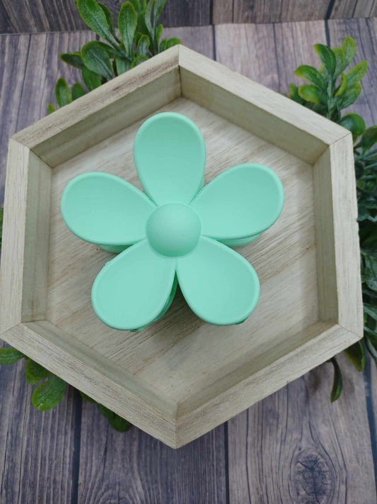 Mint Flower Hair Claw Clip