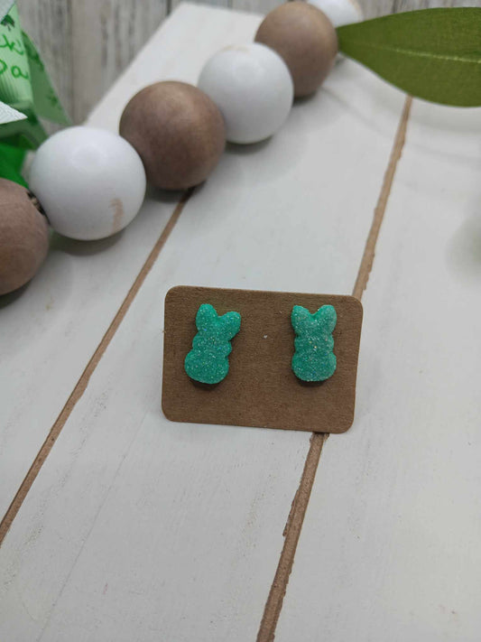 Teal Glitter Peep Earrings