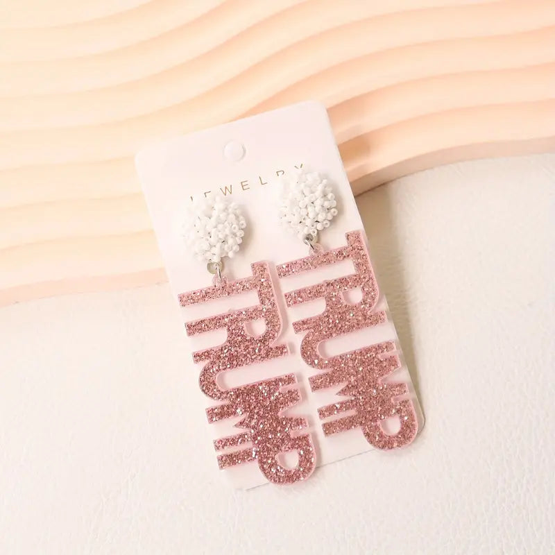 Seedbead & Pink Glitter TRUMP Earrings