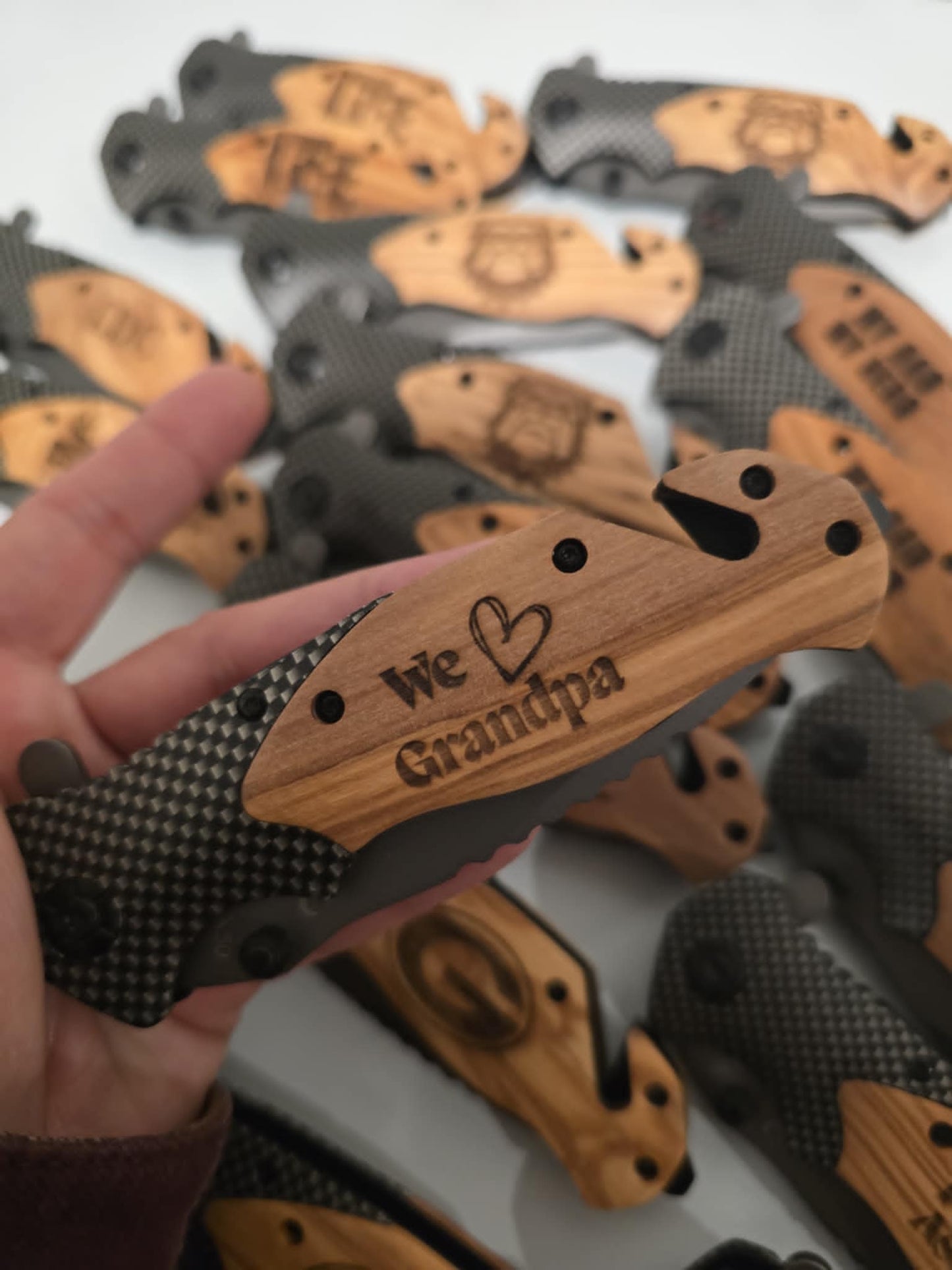 We Love Grandma Wooden Engraved Knife