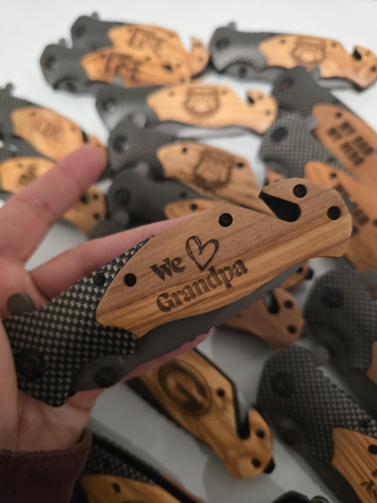 We Love Grandma Wooden Engraved Knife