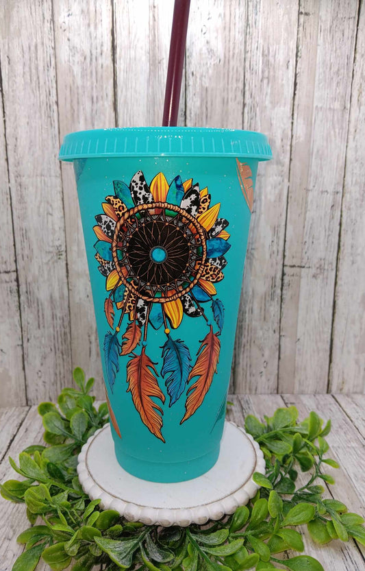 Sunflower, Cow Print, Leopard Western Themed Cup
