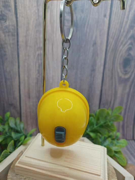 Yellow Construction Hat w/ Light & Bottle Opener Keychain