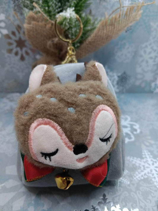 Sleeping Reindeer Zipper Keychain