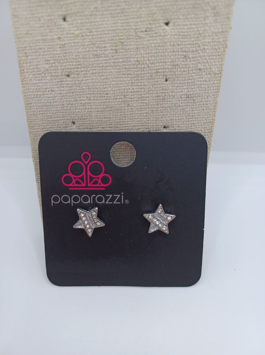 Silver & Grey Star Rhinestone Earrings