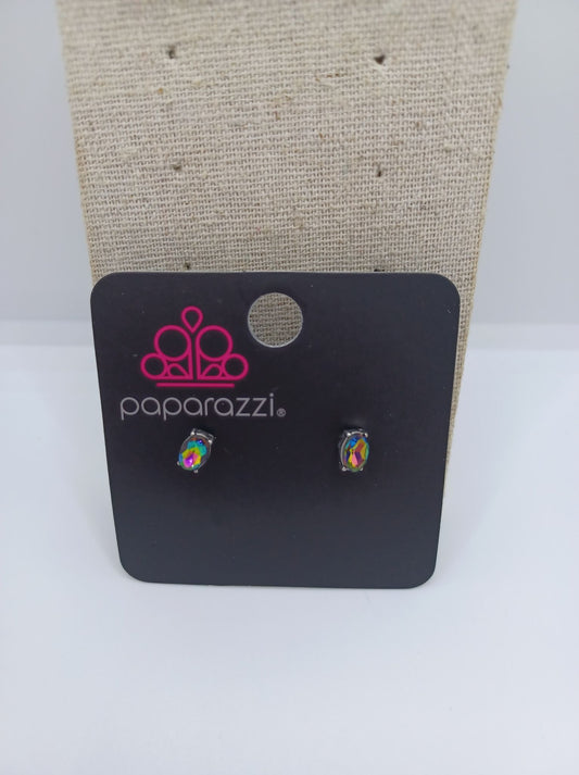 Rounded Rectangle Oil Spill Earrings