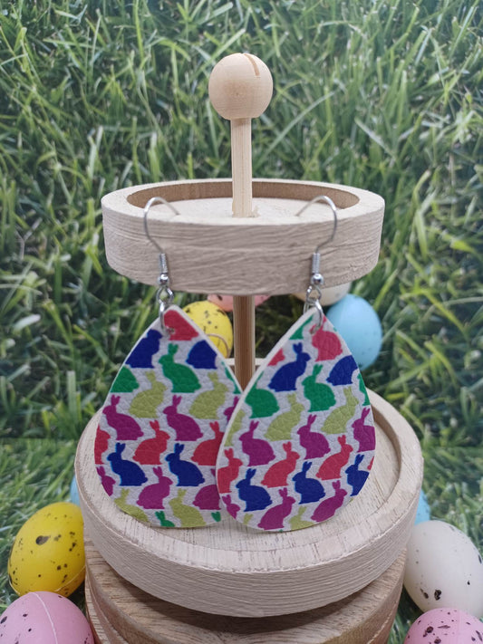 Multicolored Easter Bunny Earrings