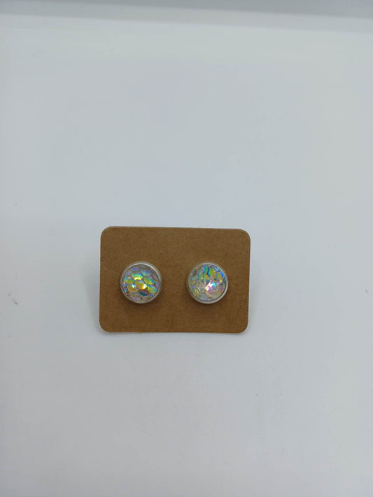 White Iridescent Mermaid Style Earrings