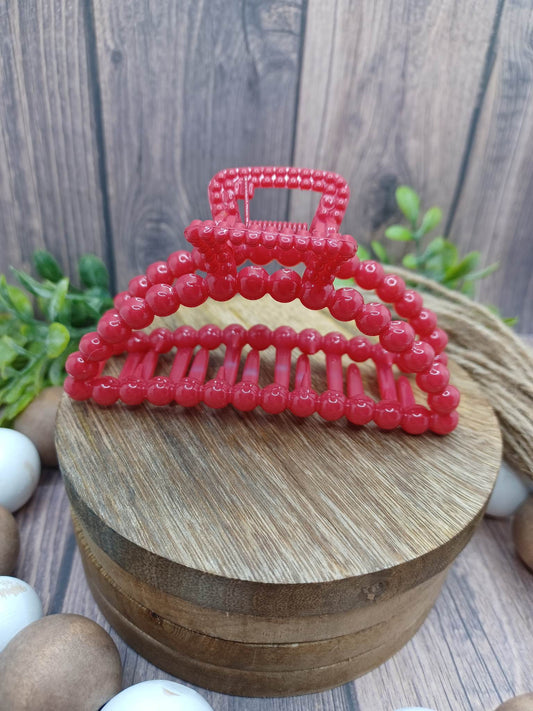 Red Half Moon Hair Claw Clip