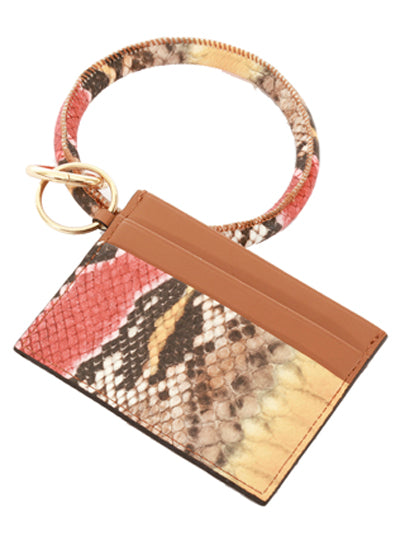 Leather Style Multicolored Snakeskin Wristlet Wallet