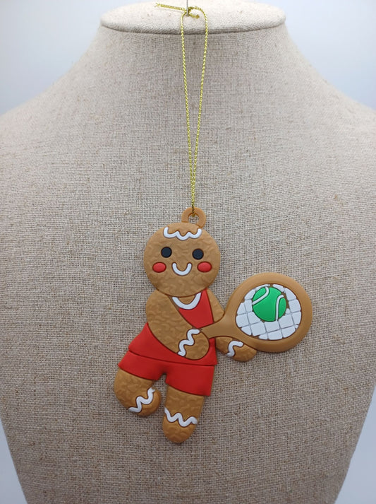 Gingerbread Playing Tennis Ornament