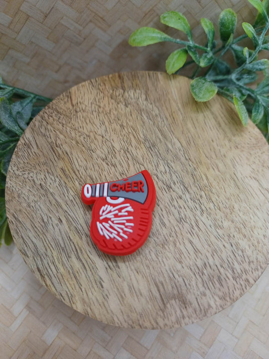 Red Cheer Pom Shoe Charm Accessory