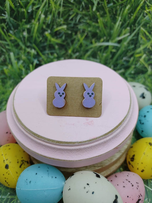 Purple Easter Bunny Earrings