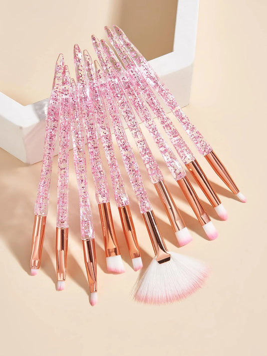 Pink Glitter Makeup Brush Set