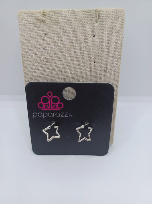 Silver Star Hoop Earrings