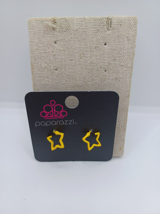 Yellow Star Hoop Earrings