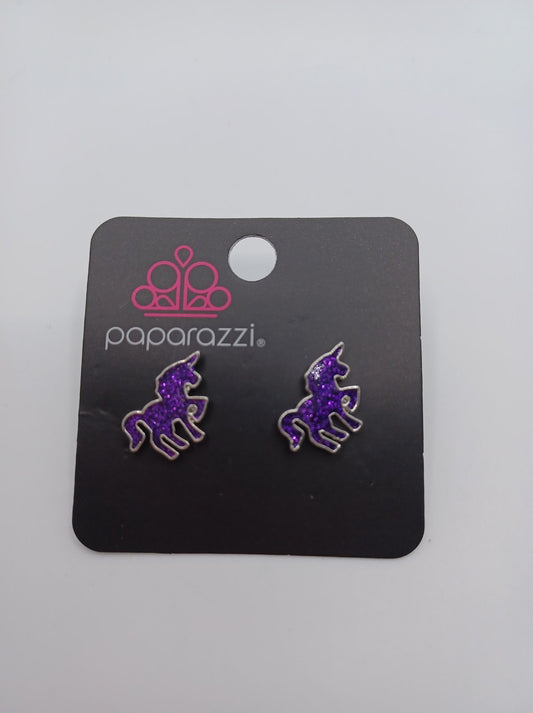 Purple Glitter Unicorn Earrings
