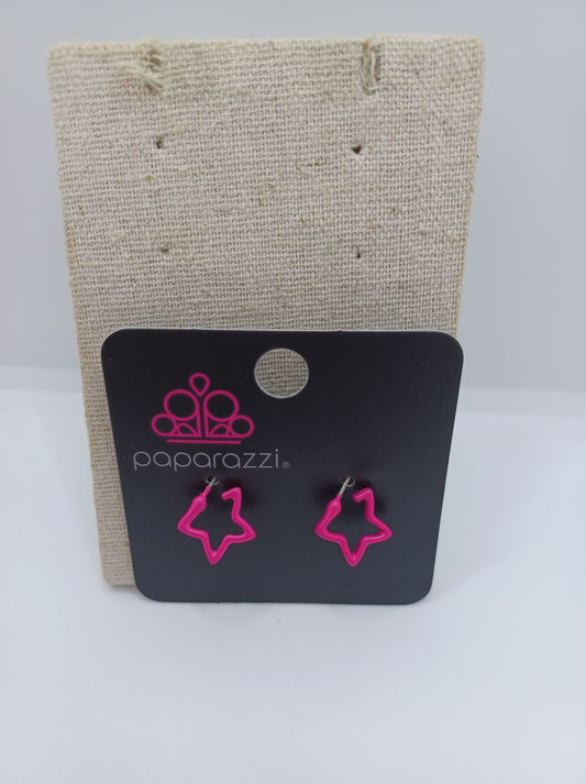 Pink Star Hoop Earrings