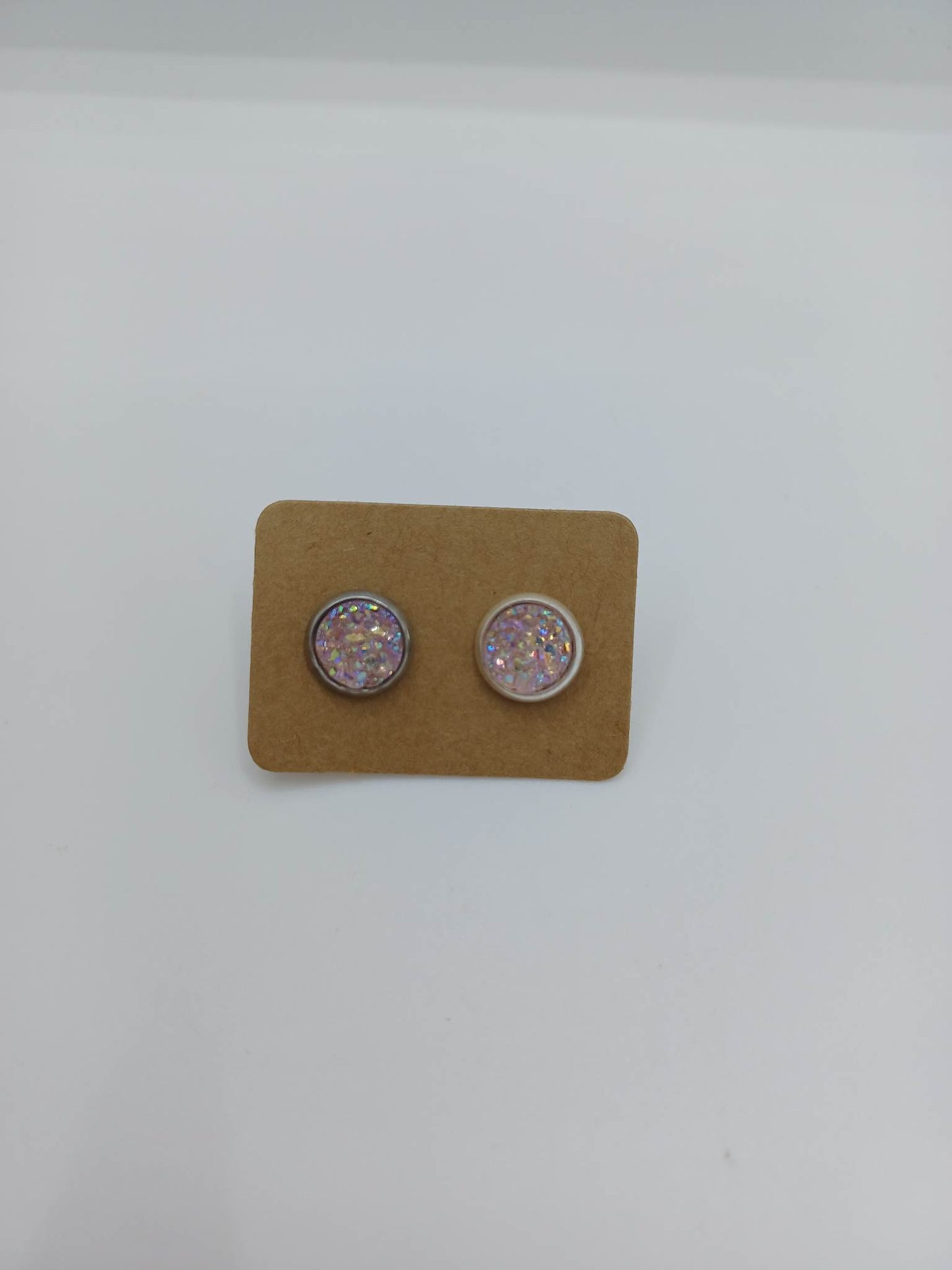 Baby Pink Druzy Style Earrings