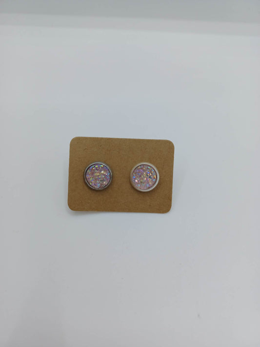 Baby Pink Druzy Style Earrings