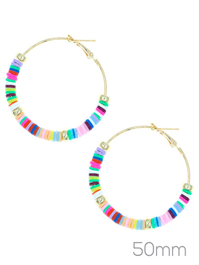 Multicolored Rubber Disc Hoop Earrings