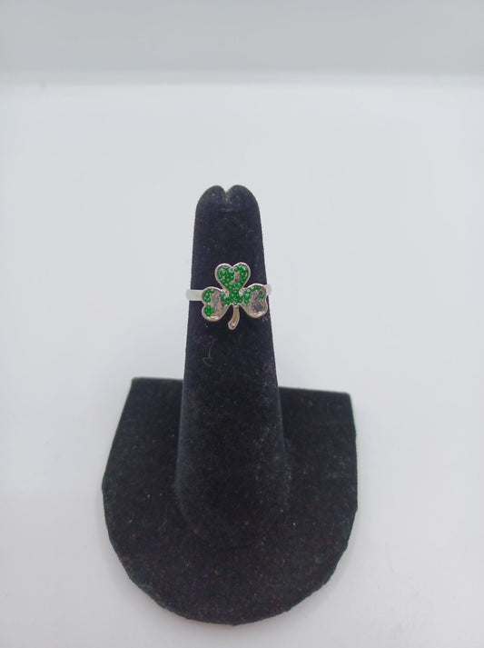 Dark Green Rhinestone Shamrock Ring (4)