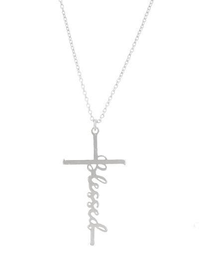 Silver "Blessed" Necklace