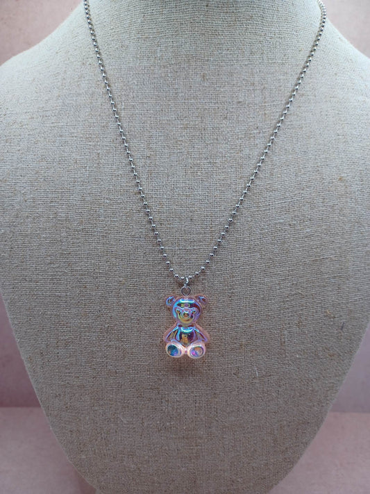Pink Iridescent Gummy Bear Necklace