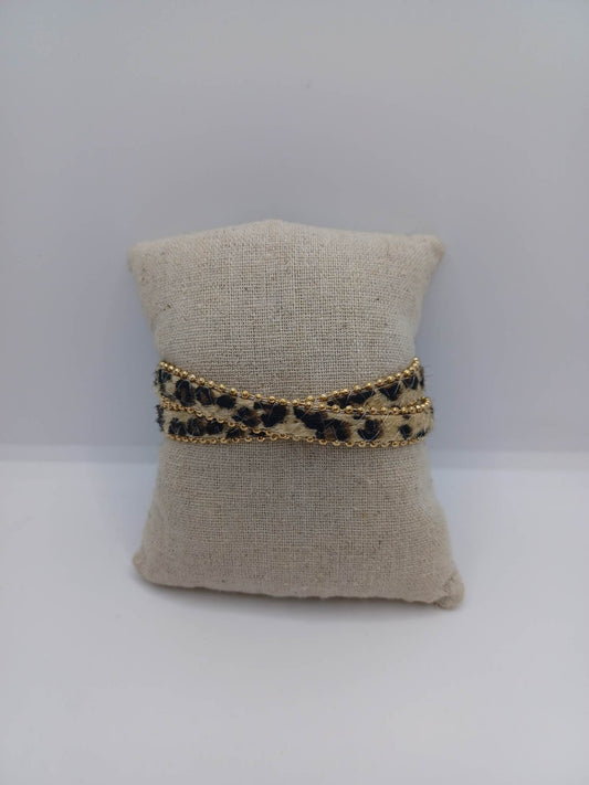 Leopard Faux Hair Wrap Snap Bracelet