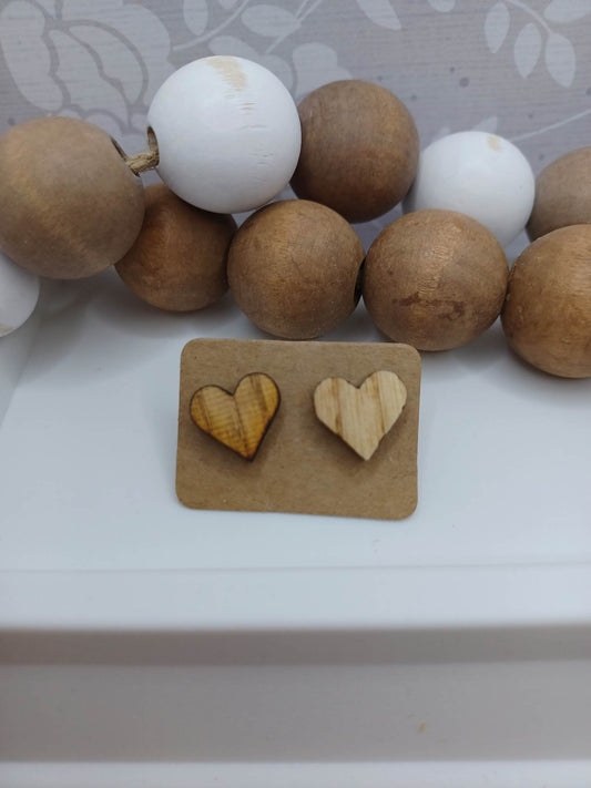 Wooden Heart Earrings