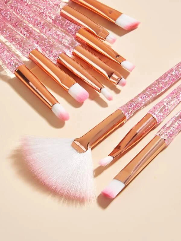 Pink Glitter Makeup Brush Set