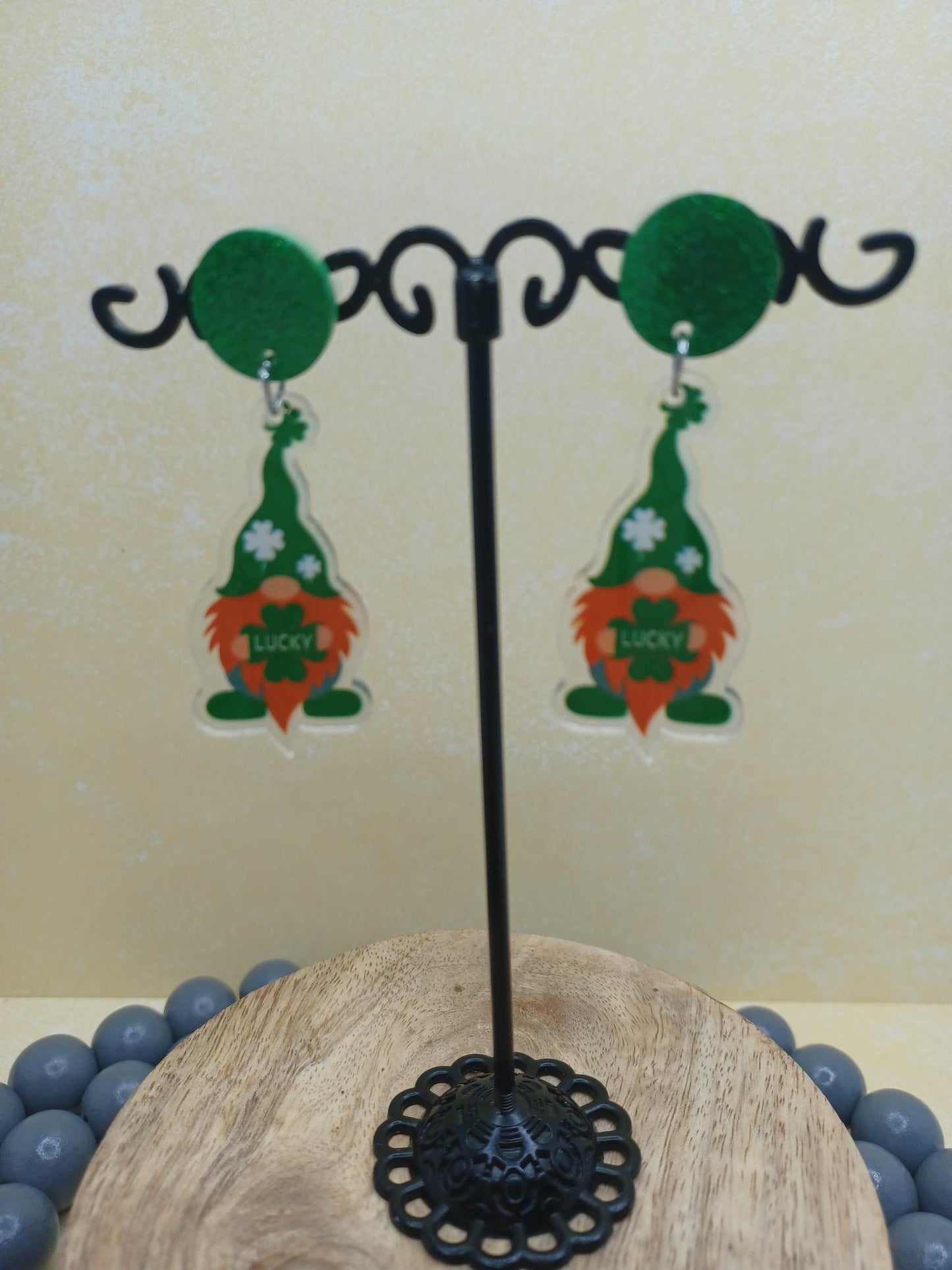 Acrylic St. Patrick's Day Gnome Earrings