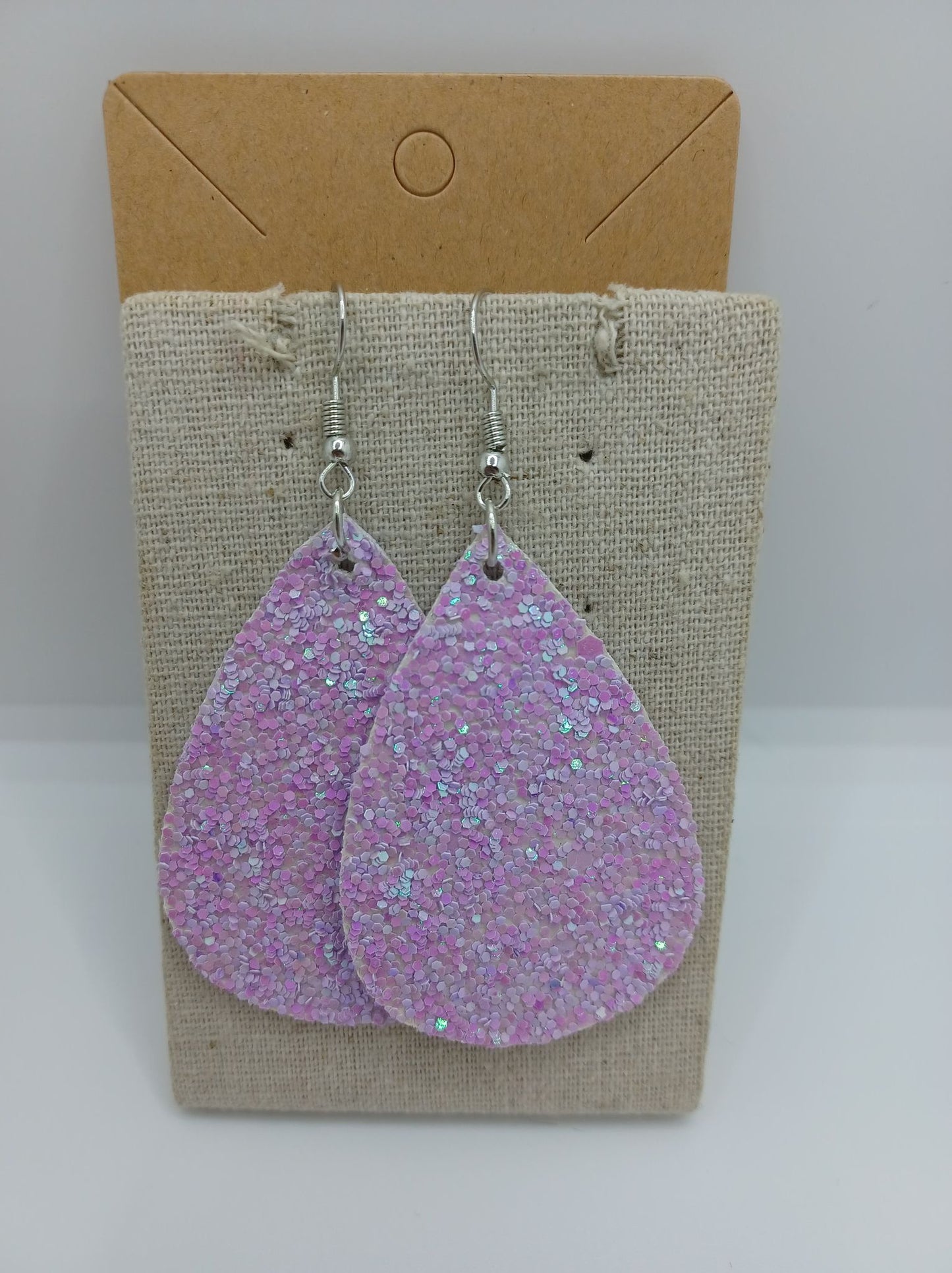Glitter Teardrop Leather Style Earrings