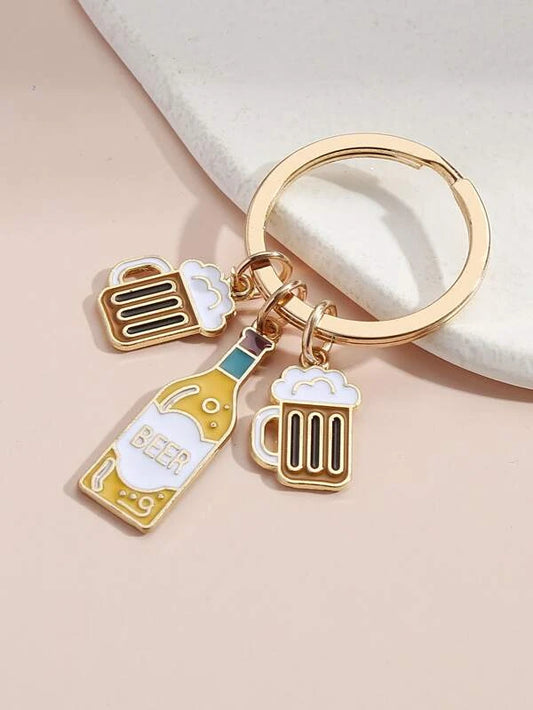 Beer w/ 2 Mugs Keychain