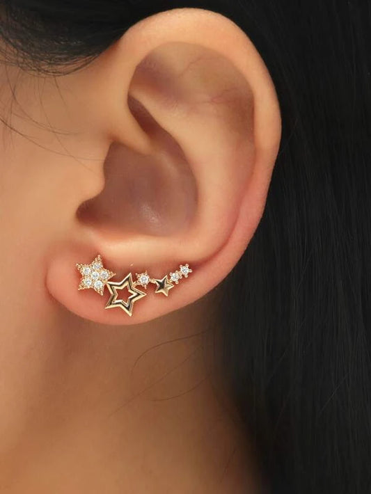 Gold Star Ear Crawler Earrings