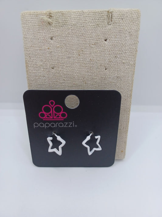 White Star Hoop Earrings