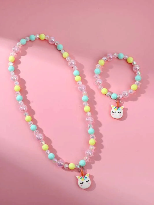 Beaded Unicorn Necklace & Bracelet Set