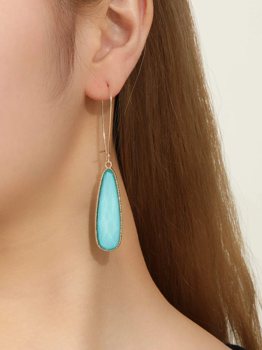 Ocean Blue Closed Teardrop Hoop Style Earrings