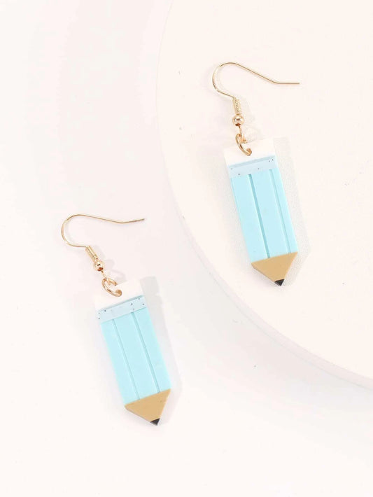 Teal Pencil Earrings
