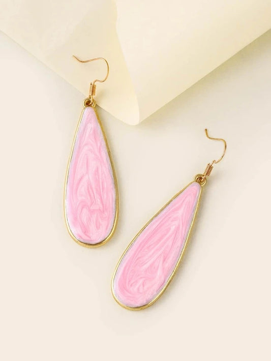 Pink Marbled Style Earrings